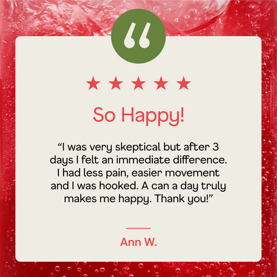 Happy Being five-star customer testimonial card.