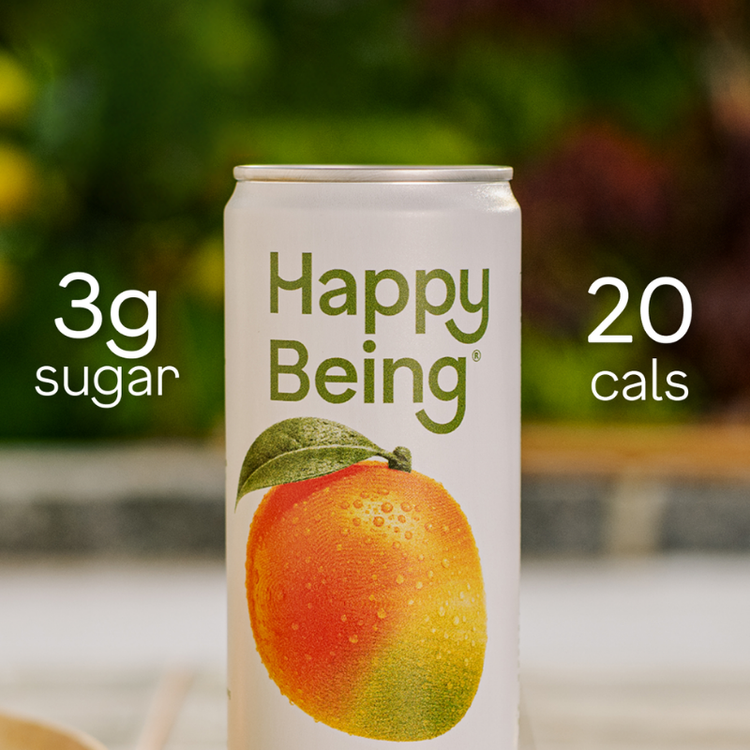 Happy Being Mango can — 3g of sugar, 20 calories