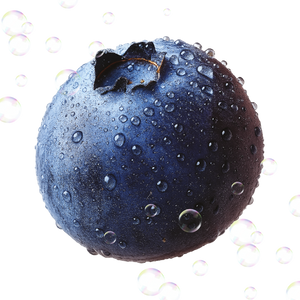 Blueberry with water droplets 
