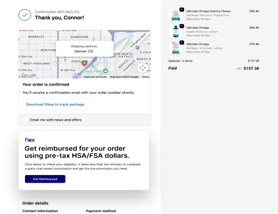 Happy Being online order confirmation