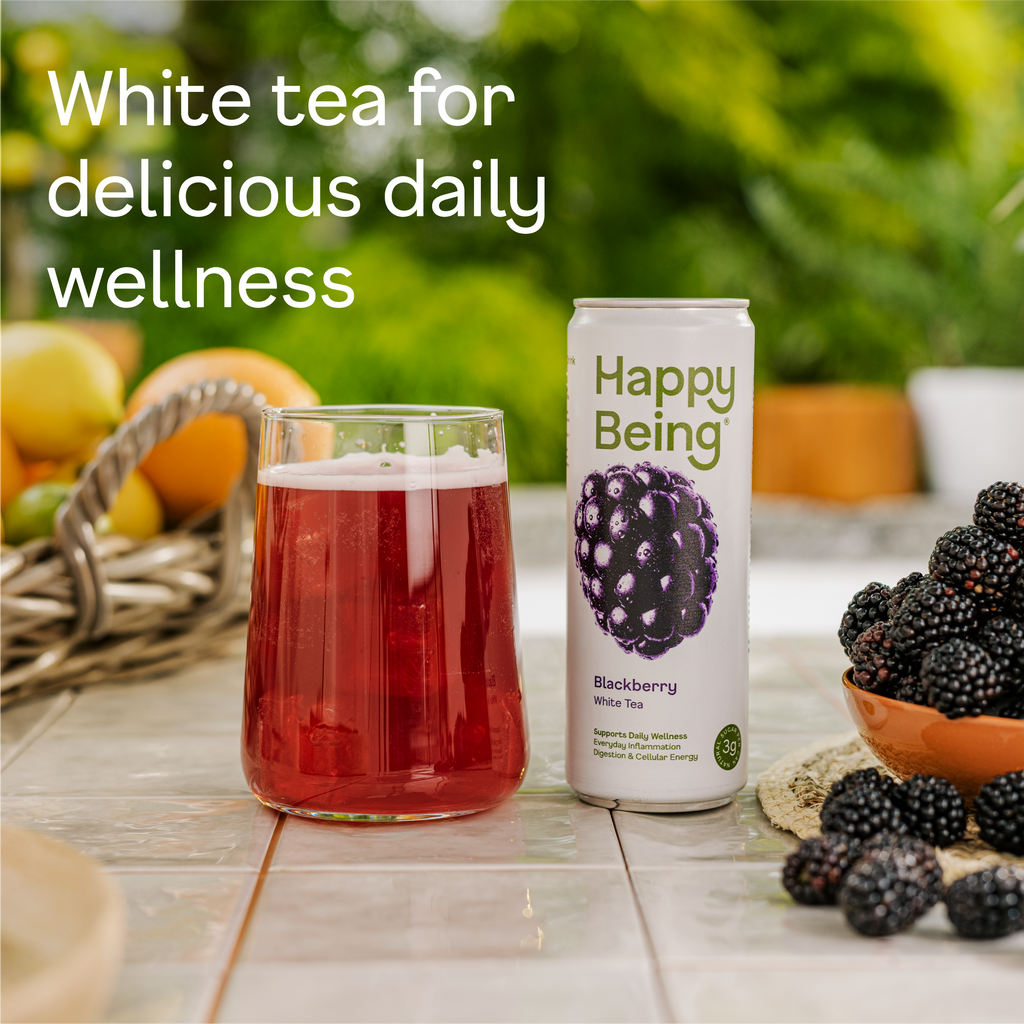 Blackberry Sparkling White Tea crisp blackberry flavored sparkling tea with light sweetness and refreshing antioxidants