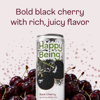 Black Cherry Sparkling White Tea - fruit stack